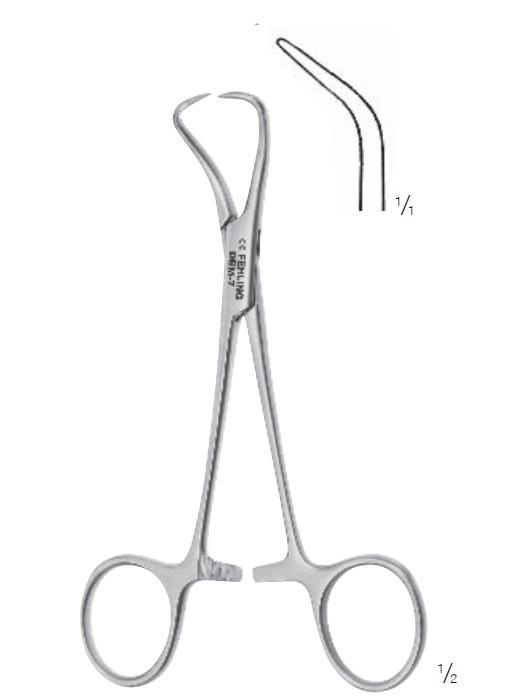 Зажими, хірургічні, "Backhaus", для рушників, вигнуті, з кремальєрою, загальна довжина 130 мм. FEHLING INSTRUMENTS GmbH & Co. KG